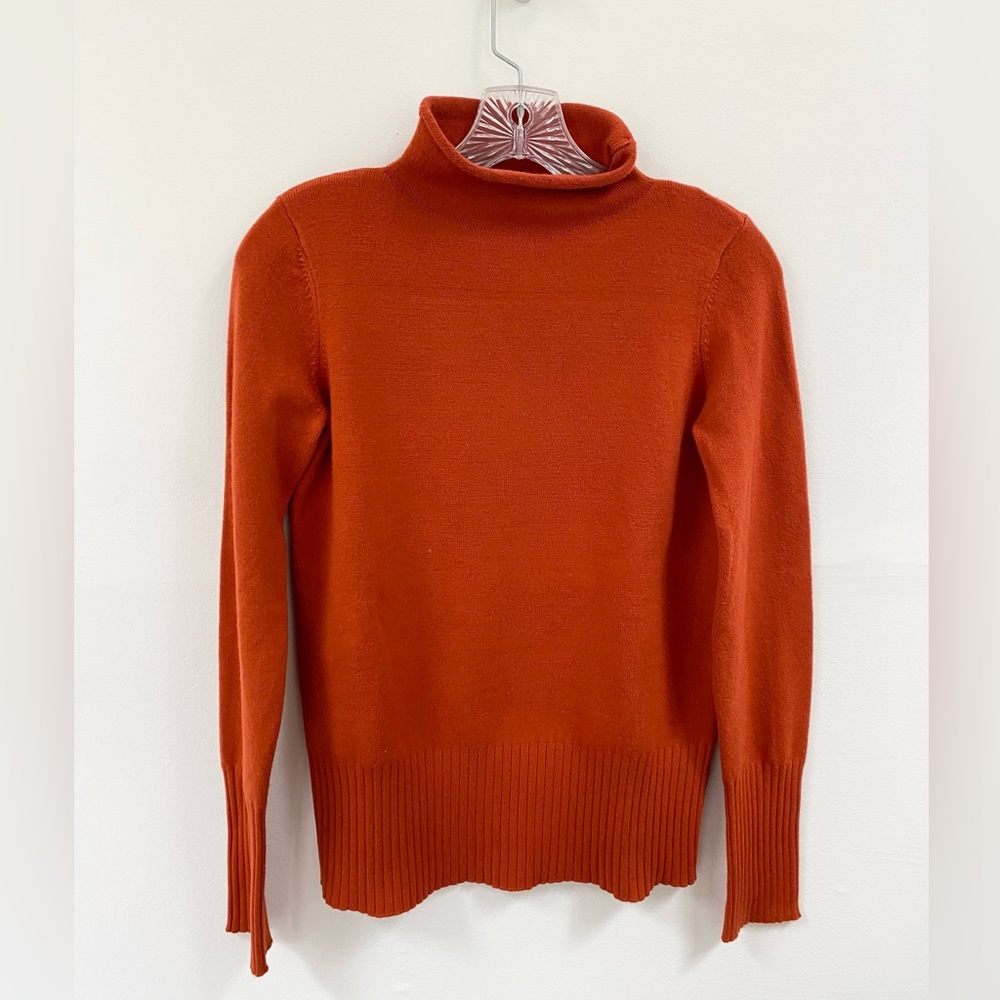 French Connection Burnt Orange with a loose mock turtleneck - size XS